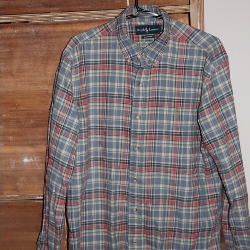 Ralph Lauren Men's Plaid Shirt - Blue & orange